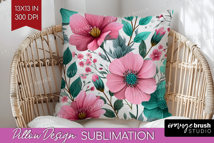 3D Flowers Pillow Sublimation - Summer Pillow Cover PNG