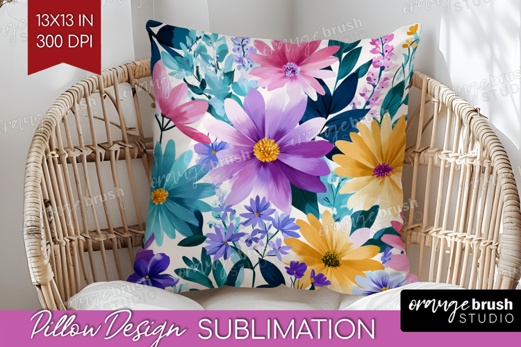 3D Flowers Pillow Sublimation - Summer Pillow Cover PNG