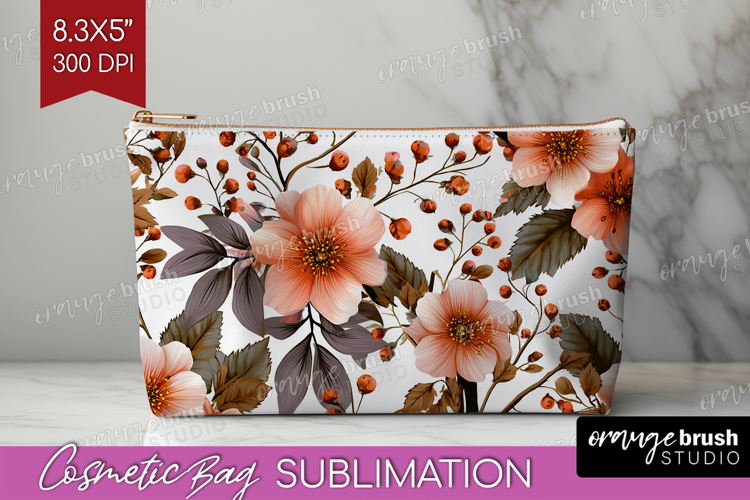 3D Flowers Cosmetic Bag - Summer Makeup Bag PNG Sublimation