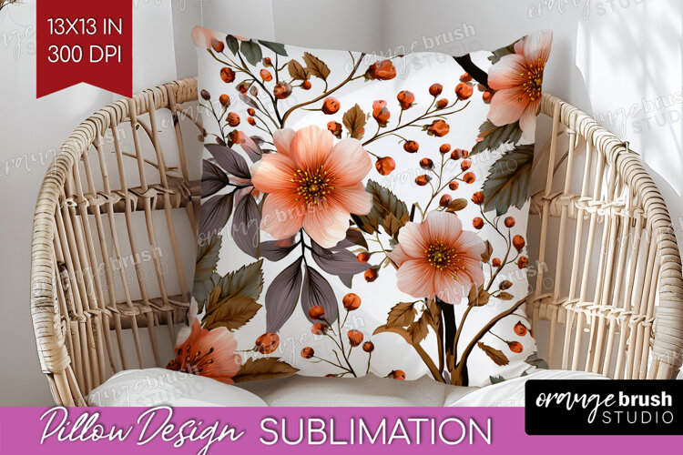 3D Flowers Pillow Sublimation - Summer Pillow Cover PNG example image 1
