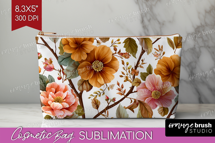 3D Flowers Cosmetic Bag - Summer Makeup Bag PNG Sublimation