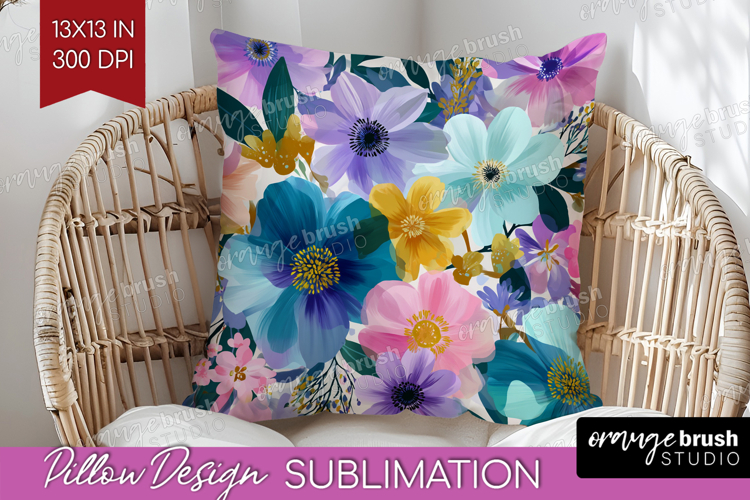 3D Flowers Pillow Sublimation - Summer Pillow Cover PNG