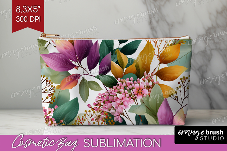 3D Flowers Cosmetic Bag - Summer Makeup Bag PNG Sublimation
