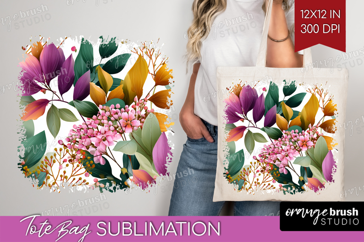 3D Flowers Tote Bag - Summer Tote Bag PNG Sublimation