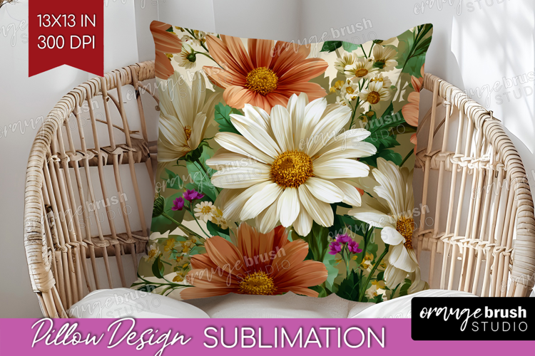 3D Flowers Pillow Sublimation - Summer Pillow Cover PNG