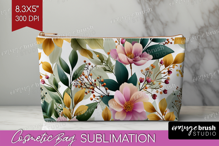 3D Flowers Cosmetic Bag - Summer Makeup Bag PNG Sublimation
