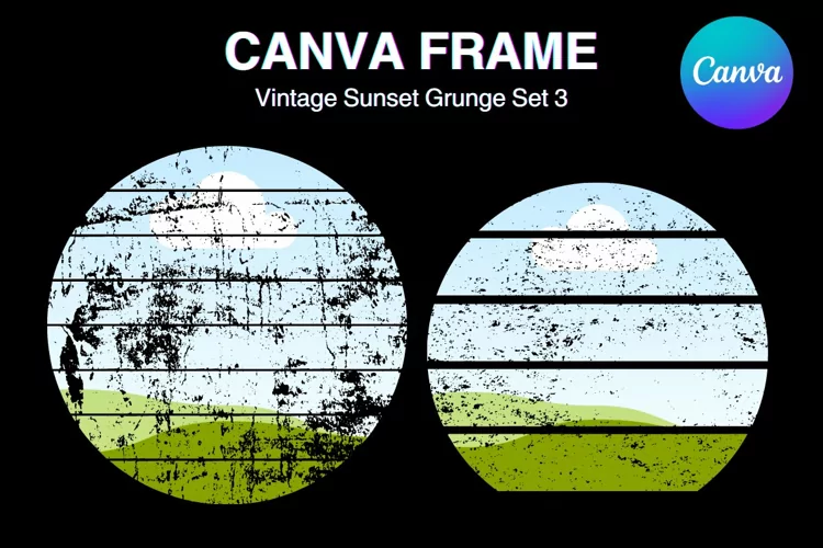Retro Sunset Canva Frame Grunge Distressed Photo Frame_3