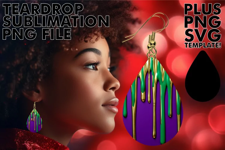 Vibrant Painted Elegance: Teardrop Sublimation Design