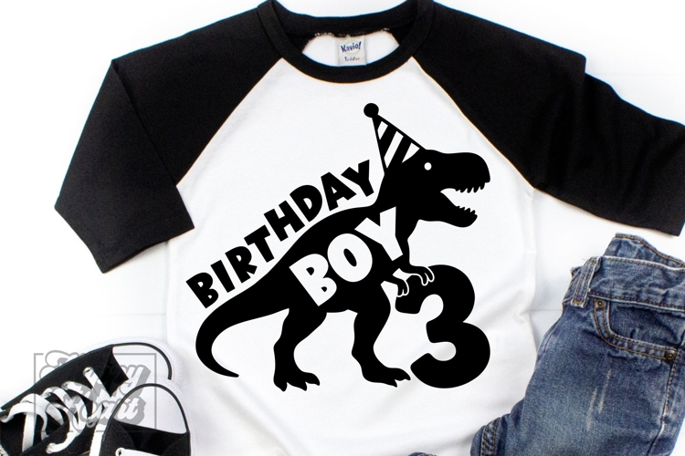 TRex 3rd Birthday Boy SVG - Three Dinosaur Shirt Clipart PNG