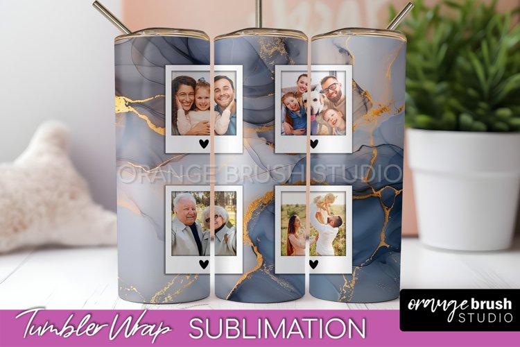 Photo Tumbler Wrap, Marble Family Frame Tumbler Sublimation