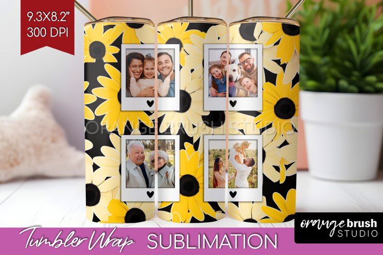 Retro Photo Tumbler PNG - Flowers Picture Tumbler Wrap
