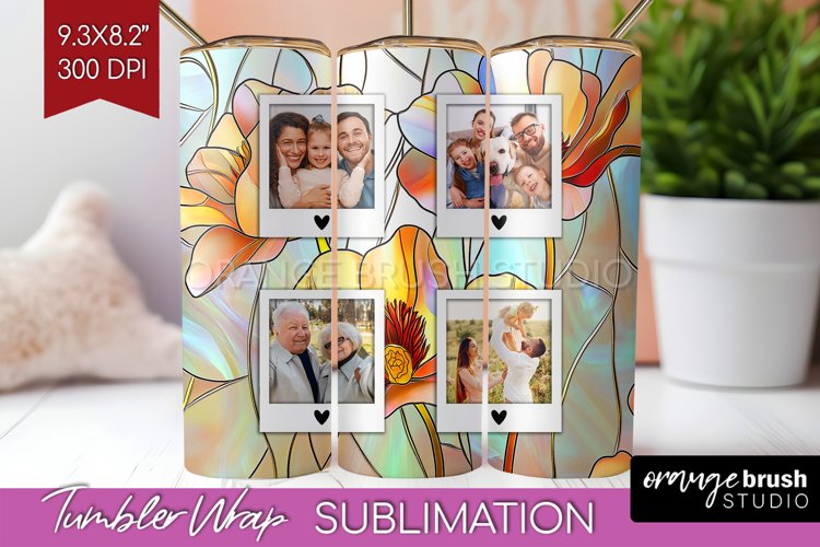 Stained Glass Photo Tumbler PNG - Flowers Picture Tumbler