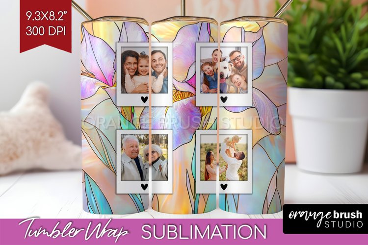 Stained Glass Photo Tumbler PNG - Flowers Picture Tumbler