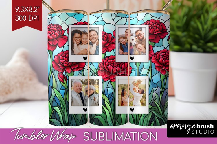 Stained Glass Photo Tumbler PNG - Flowers Picture Tumbler