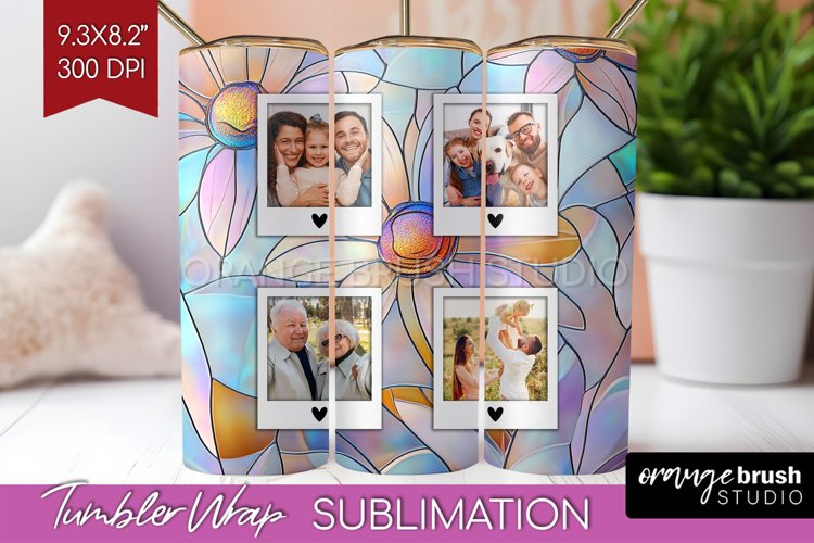 Stained Glass Photo Tumbler PNG - Flowers Picture Tumbler
