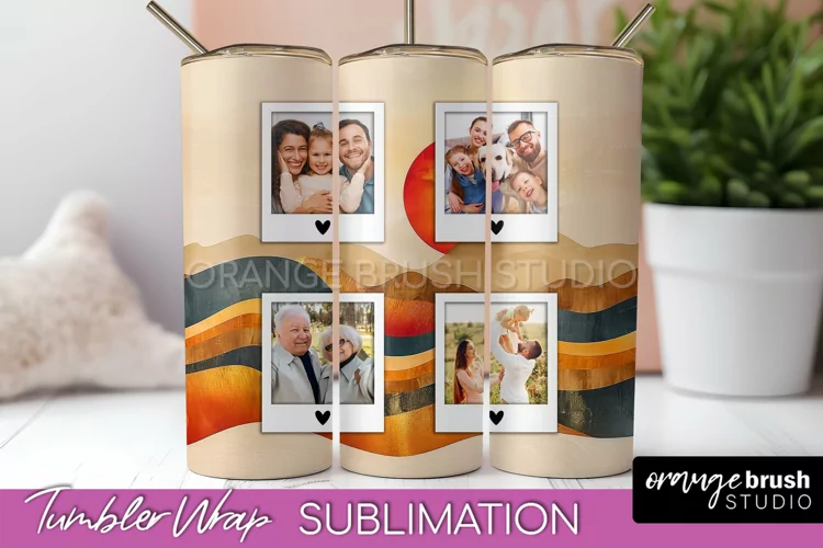 Photo Tumbler Wrap, Boho Family Frame Tumbler Sublimation
