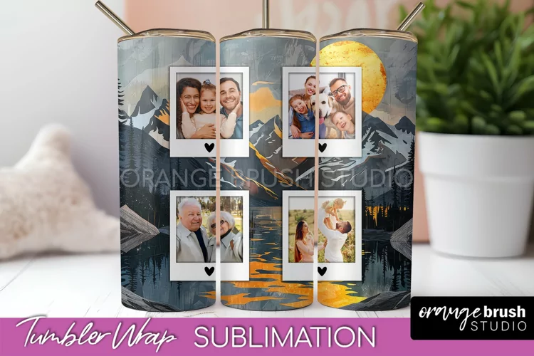 Photo Tumbler Wrap, Boho Family Frame Tumbler Sublimation
