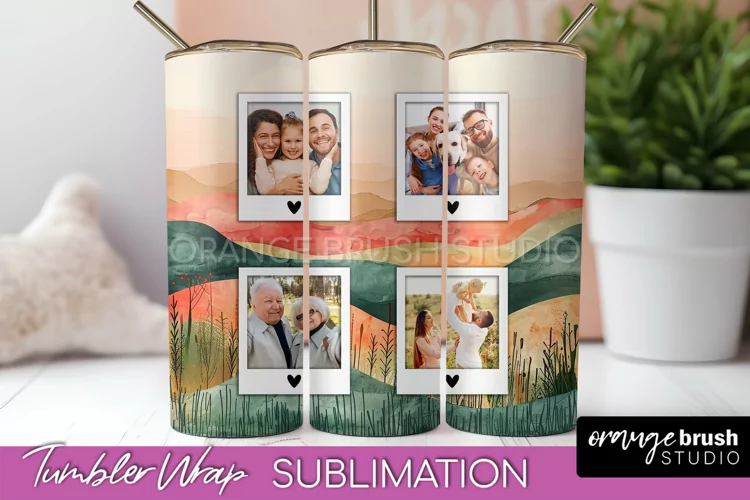 Photo Tumbler Wrap, Boho Family Frame Tumbler Sublimation