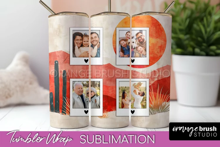 Photo Tumbler Wrap, Boho Family Frame Tumbler Sublimation