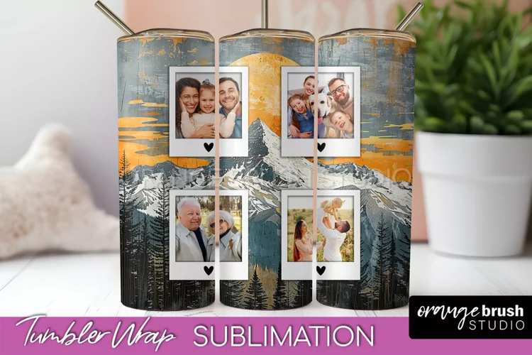 Photo Tumbler Wrap, Boho Family Frame Tumbler Sublimation