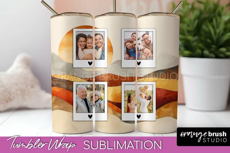 Photo Tumbler Wrap, Boho Family Frame Tumbler Sublimation
