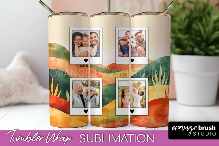 Photo Tumbler Wrap, Boho Family Frame Tumbler Sublimation