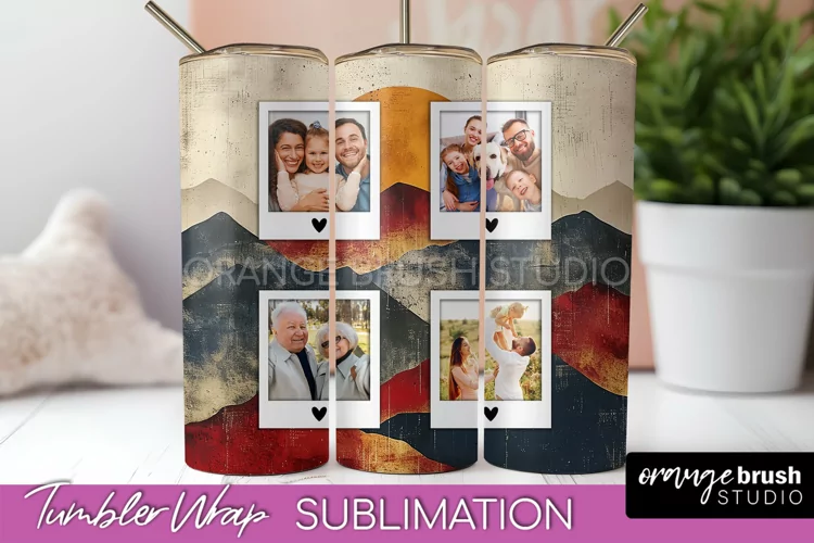 Photo Tumbler Wrap, Boho Family Frame Tumbler Sublimation