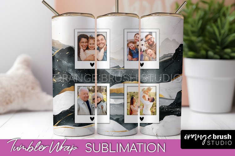 Photo Tumbler Wrap, Boho Family Frame Tumbler Sublimation example image 1