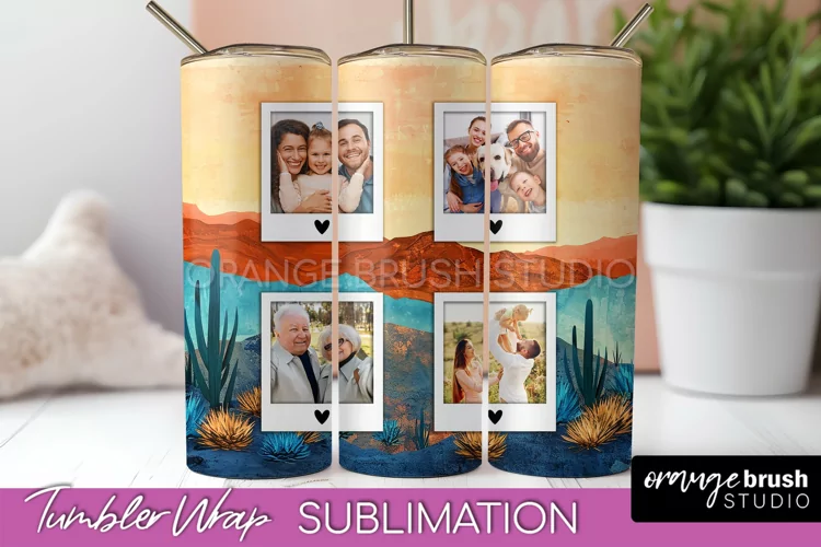 Photo Tumbler Wrap, Boho Family Frame Tumbler Sublimation