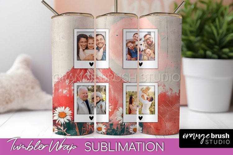Photo Tumbler Wrap, Boho Family Frame Tumbler Sublimation example image 1