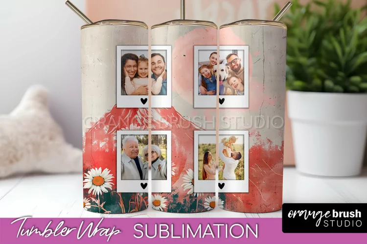 Photo Tumbler Wrap, Boho Family Frame Tumbler Sublimation