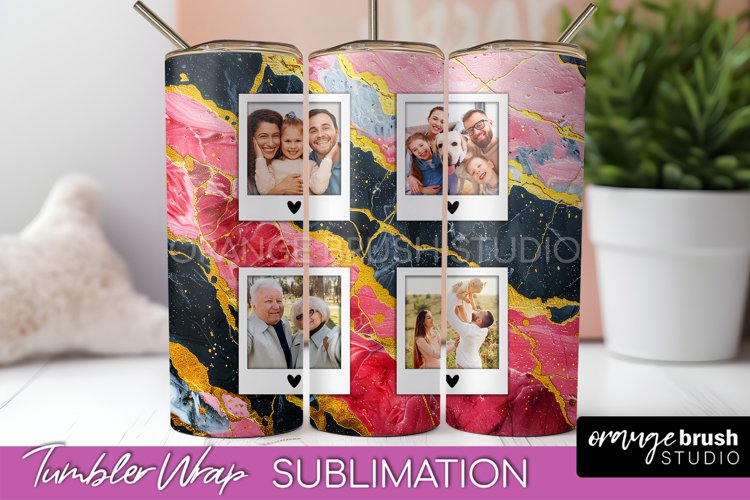Photo Tumbler Wrap, Marble Family Frame Tumbler Sublimation