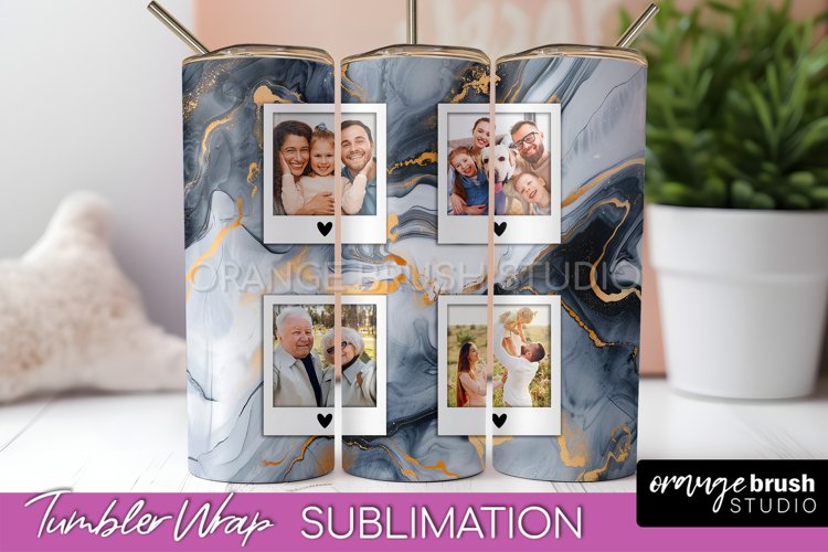 Photo Tumbler Wrap, Marble Family Frame Tumbler Sublimation example image 1