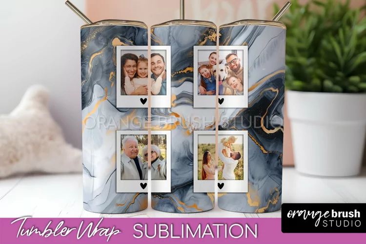 Photo Tumbler Wrap, Marble Family Frame Tumbler Sublimation