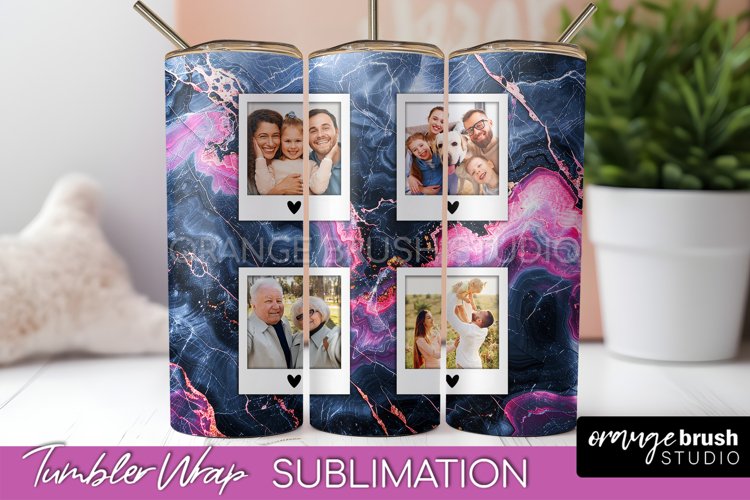Photo Tumbler Wrap, Marble Family Frame Tumbler Sublimation example image 1
