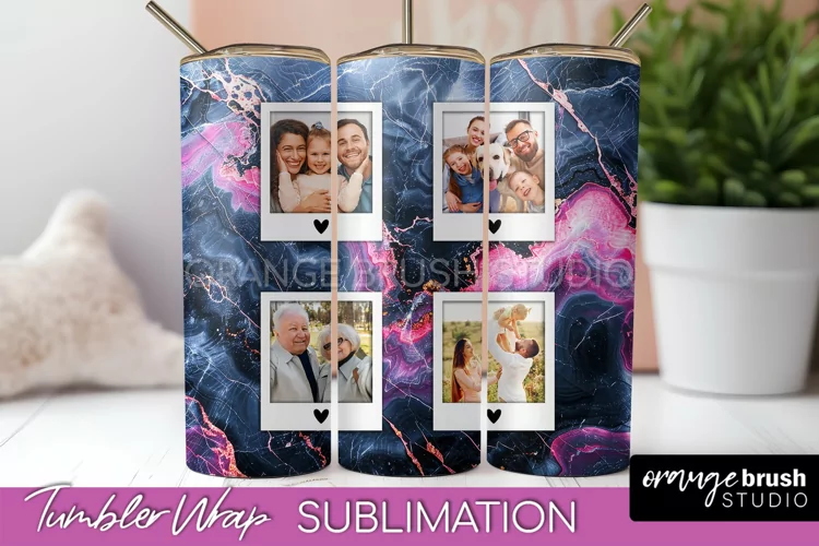 Photo Tumbler Wrap, Marble Family Frame Tumbler Sublimation