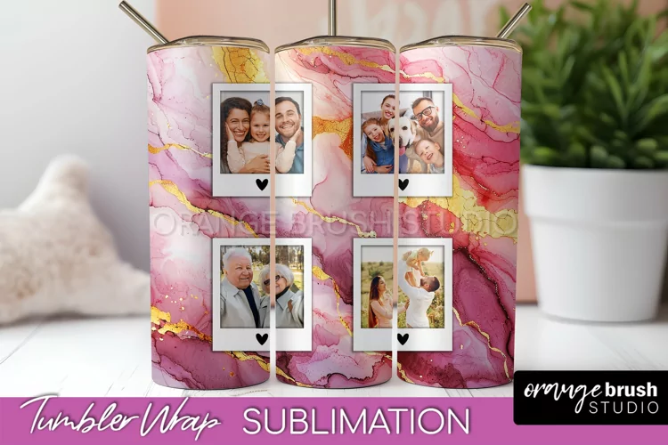 Photo Tumbler Wrap, Marble Family Frame Tumbler Sublimation