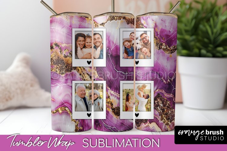 Photo Tumbler Wrap, Marble Family Frame Tumbler Sublimation example image 1