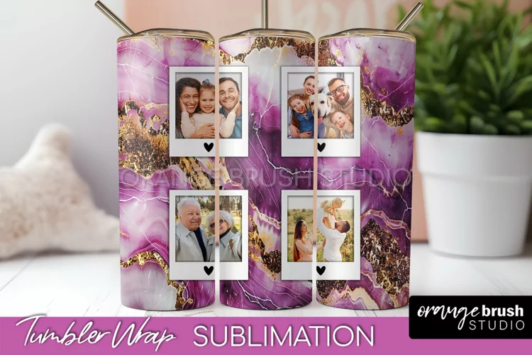 Photo Tumbler Wrap, Marble Family Frame Tumbler Sublimation
