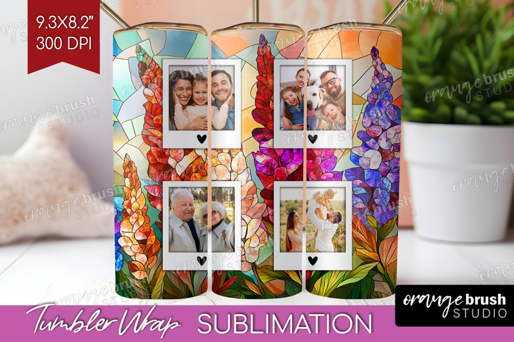 Stained Glass Photo Tumbler PNG - Flowers Picture Tumbler