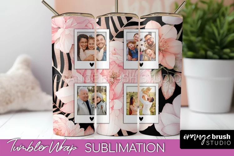 Photo Tumbler Wrap, Floral Picture Frame Tumbler Sublimation