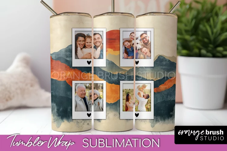 Photo Tumbler Wrap, Boho Family Frame Tumbler Sublimation