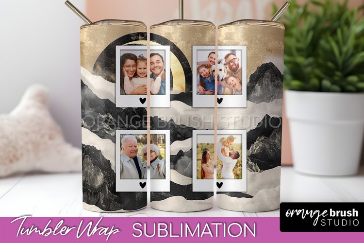 Photo Tumbler Wrap, Boho Family Frame Tumbler Sublimation example image 1