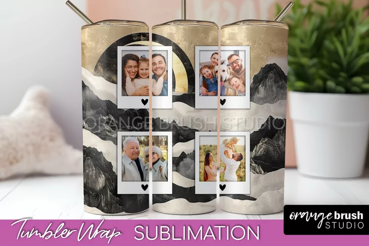 Photo Tumbler Wrap, Boho Family Frame Tumbler Sublimation