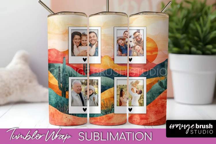 Photo Tumbler Wrap, Boho Family Frame Tumbler Sublimation