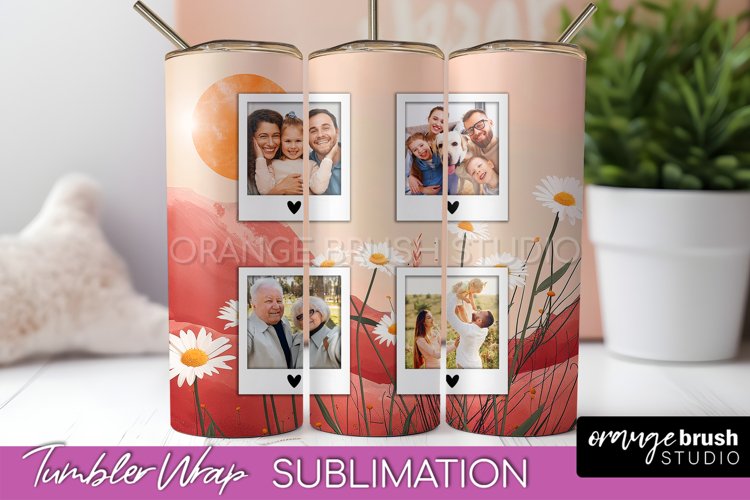 Photo Tumbler Wrap, Boho Family Frame Tumbler Sublimation example image 1