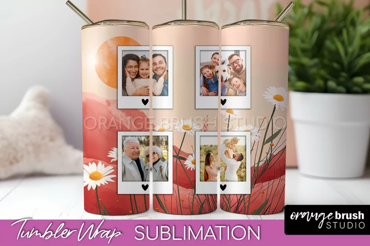 Photo Tumbler Wrap, Boho Family Frame Tumbler Sublimation