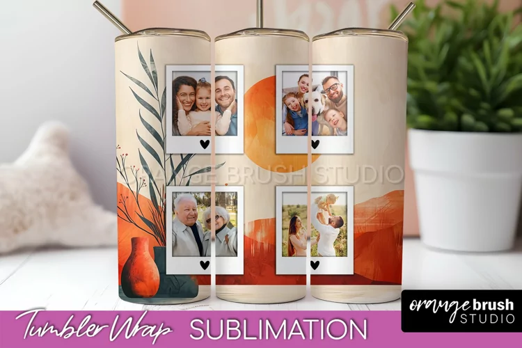 Photo Tumbler Wrap, Boho Family Frame Tumbler Sublimation