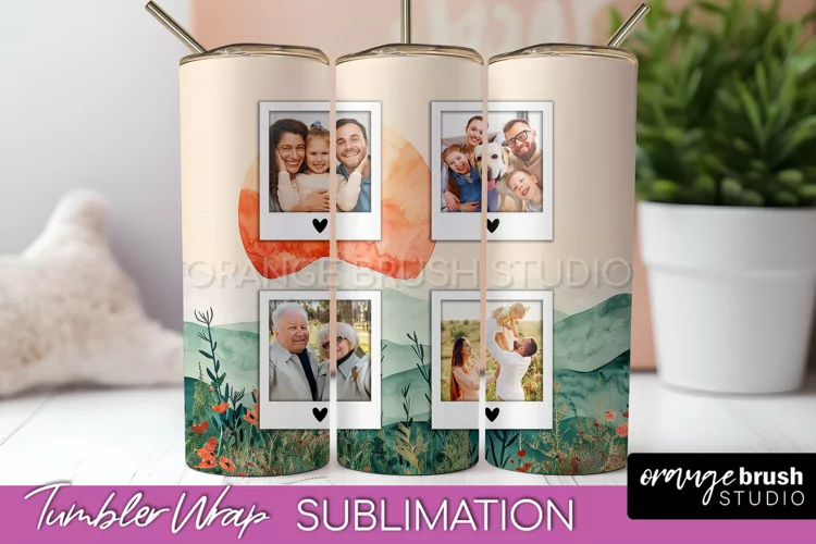Photo Tumbler Wrap, Boho Family Frame Tumbler Sublimation