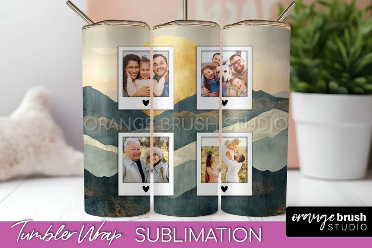 Photo Tumbler Wrap, Boho Family Frame Tumbler Sublimation